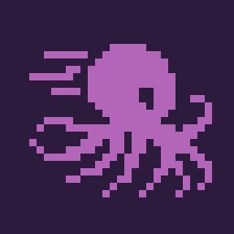 Octax logo: a purple pixel-art octopus